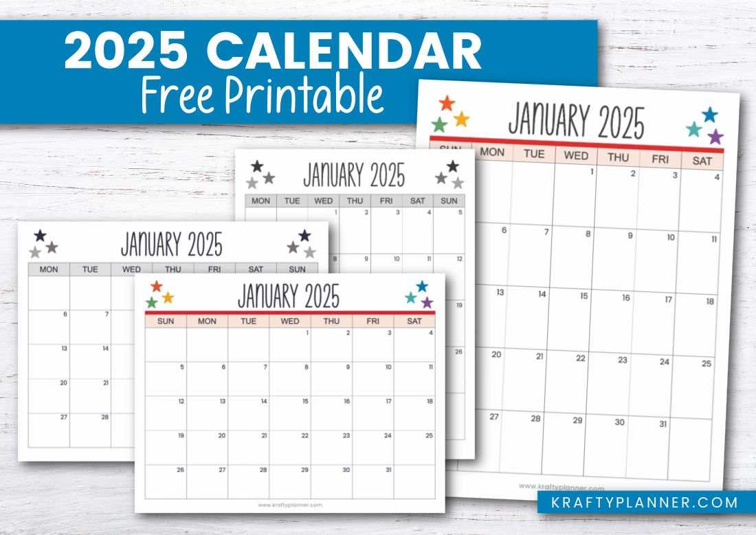 free template 2025 calendar
