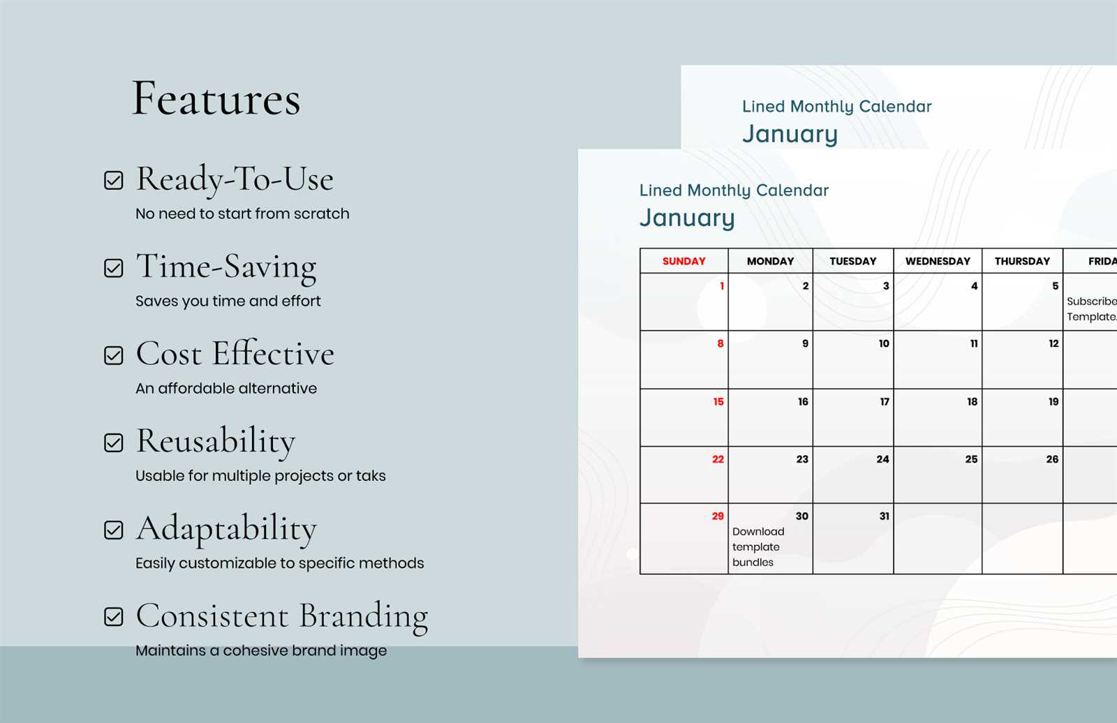 lined calendar template