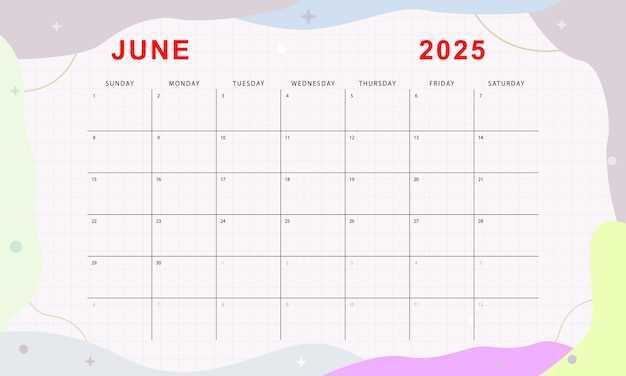 blank calendar template june 2025