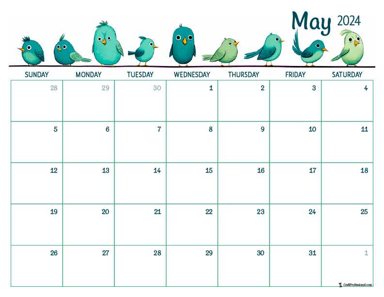 cute may calendar template