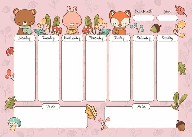 kawaii calendar template