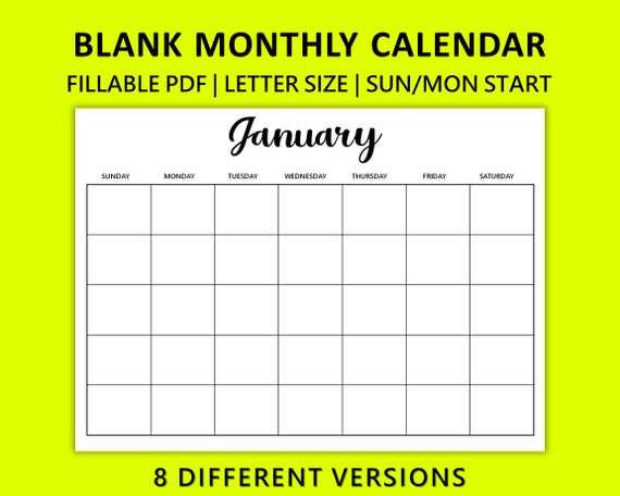 writable calendar template