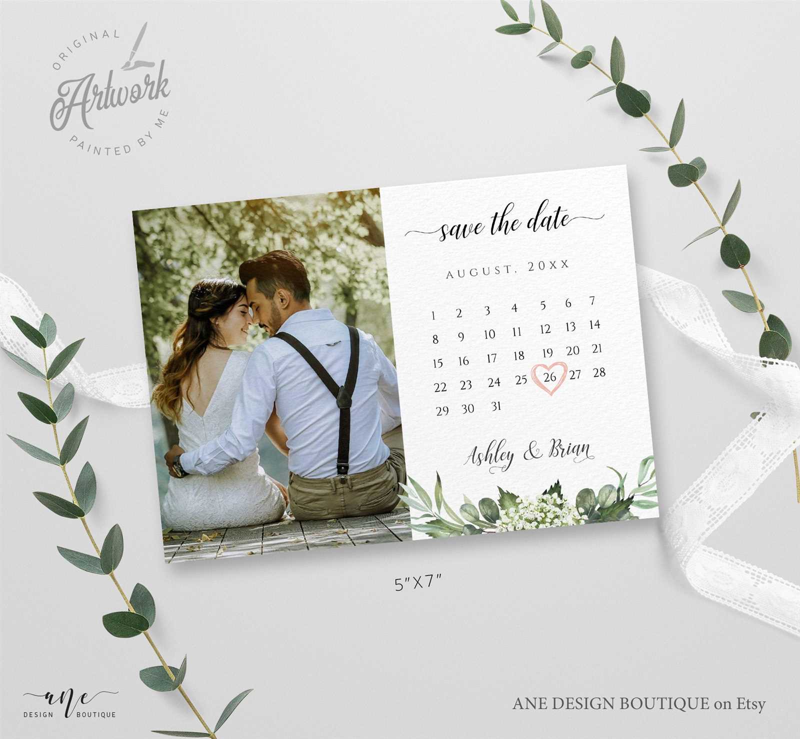 save the date calendar card template