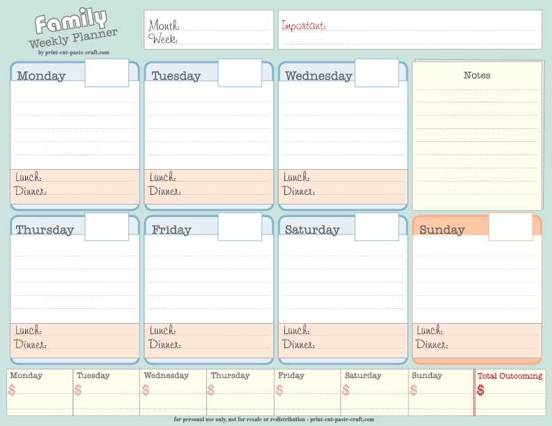 family calendar template