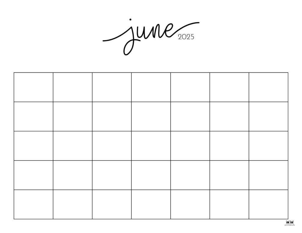 calendar template june 2025 printable