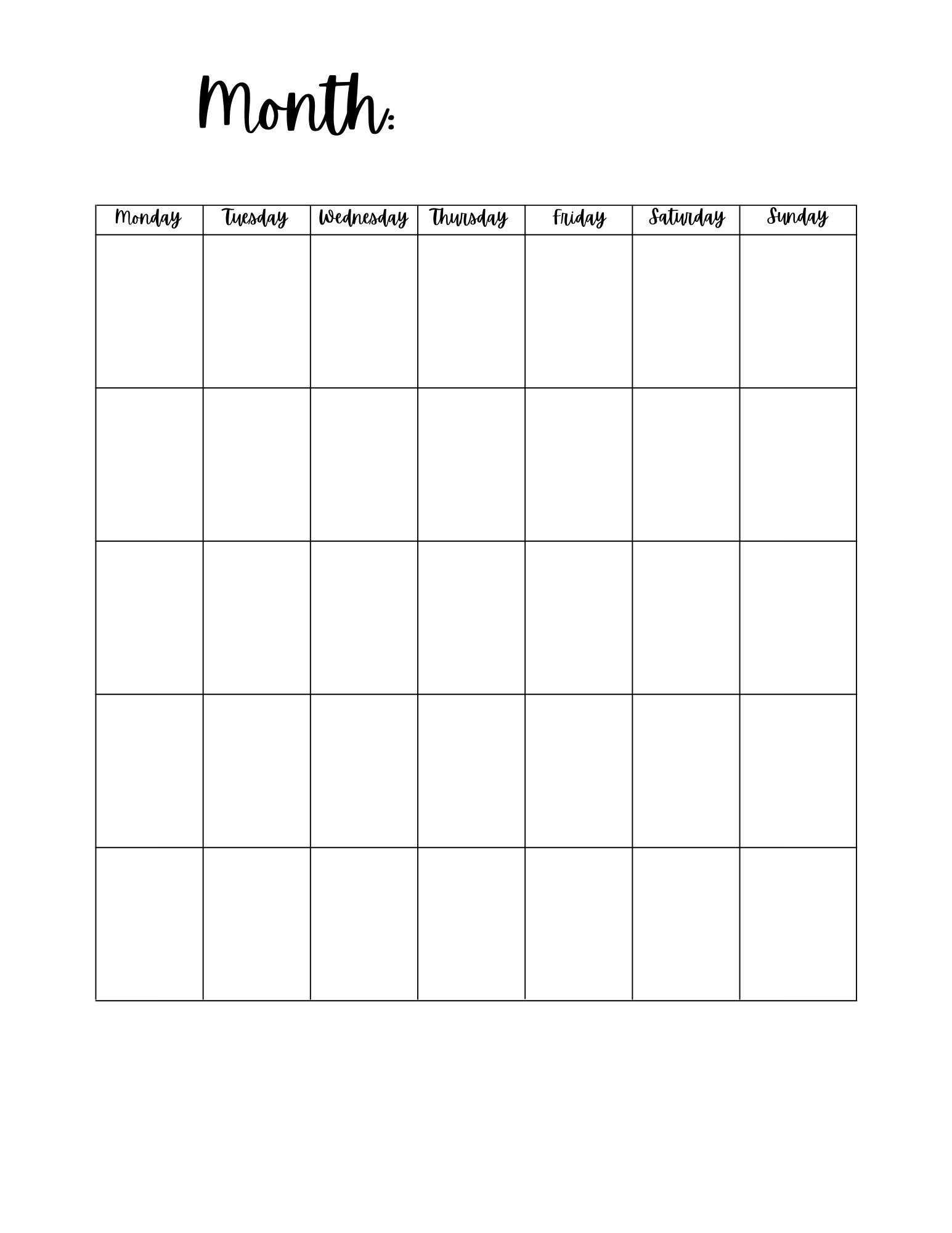 calendar template for printing