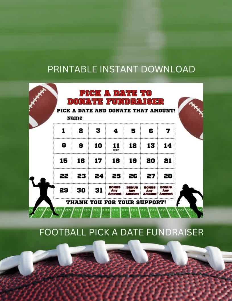 football calendar fundraiser template free