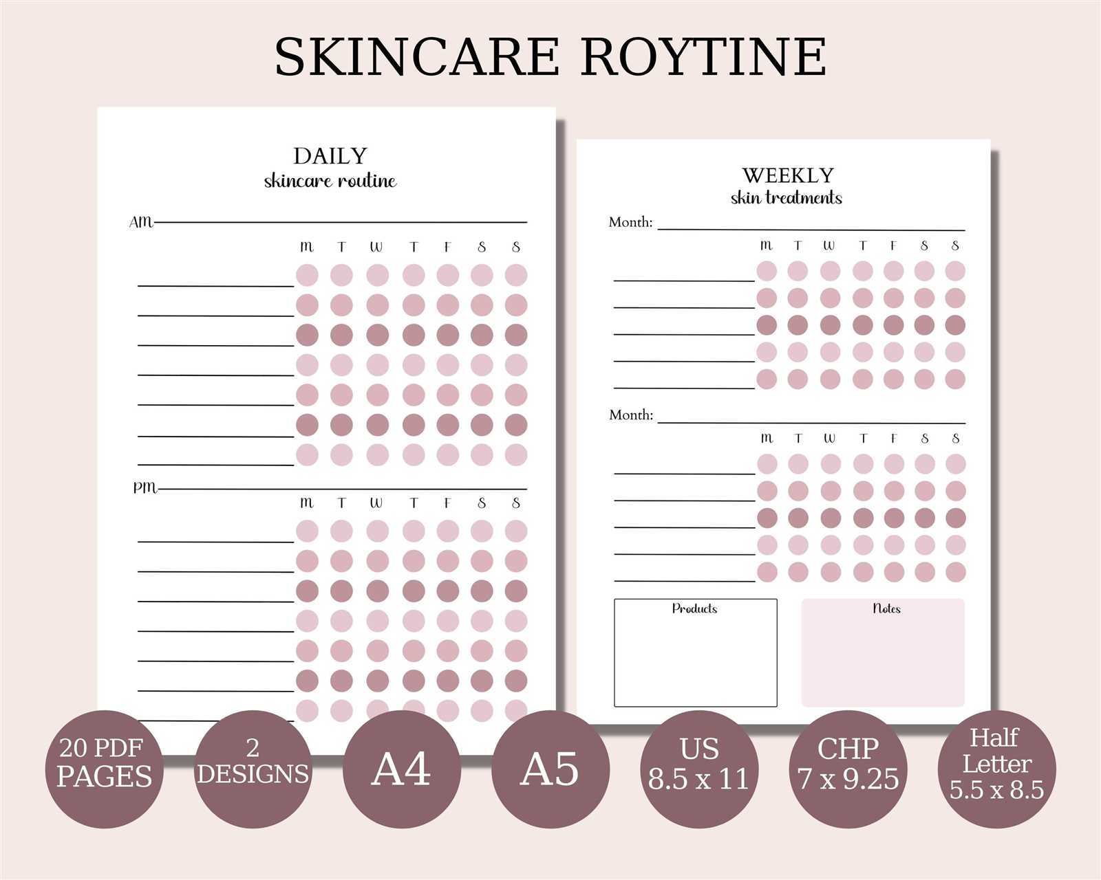 skincare calendar template