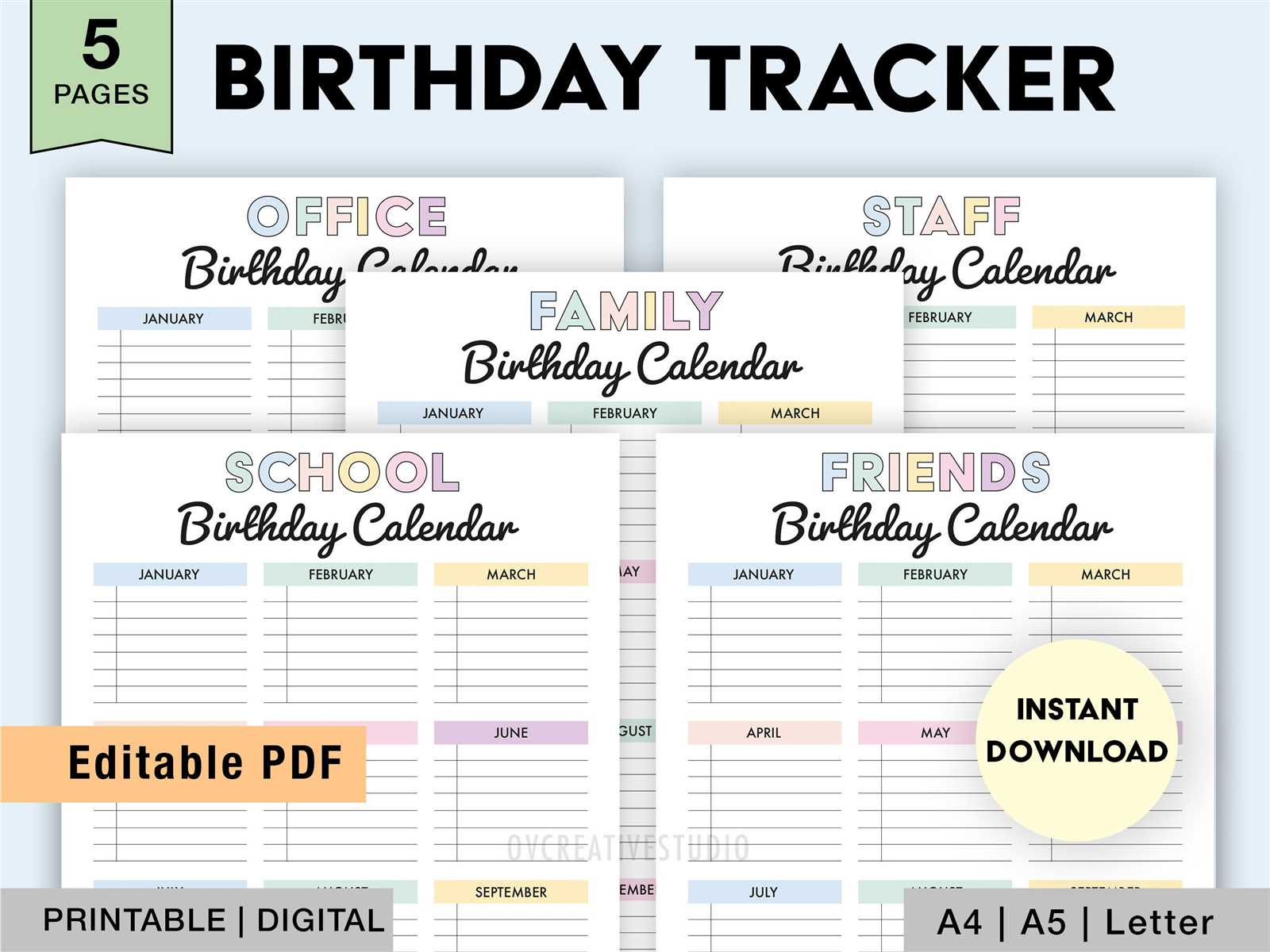 family birthday calendar template