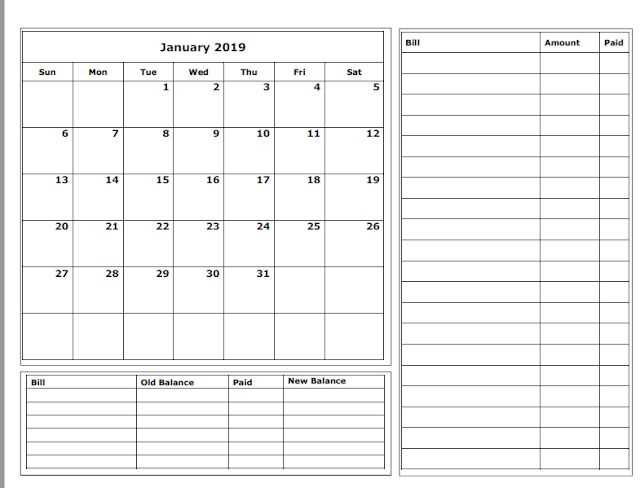 monthly budget calendar template