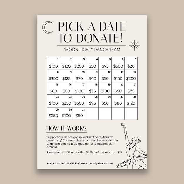 pick a date calendar fundraiser template free