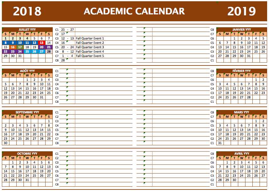 instructional calendar template