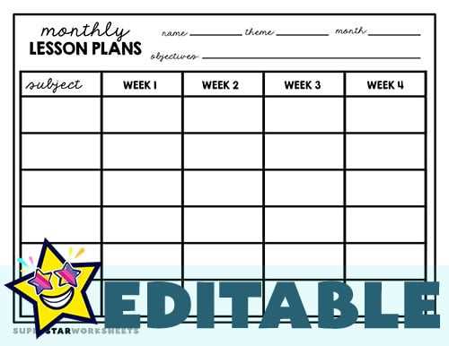 lesson plan calendar template free