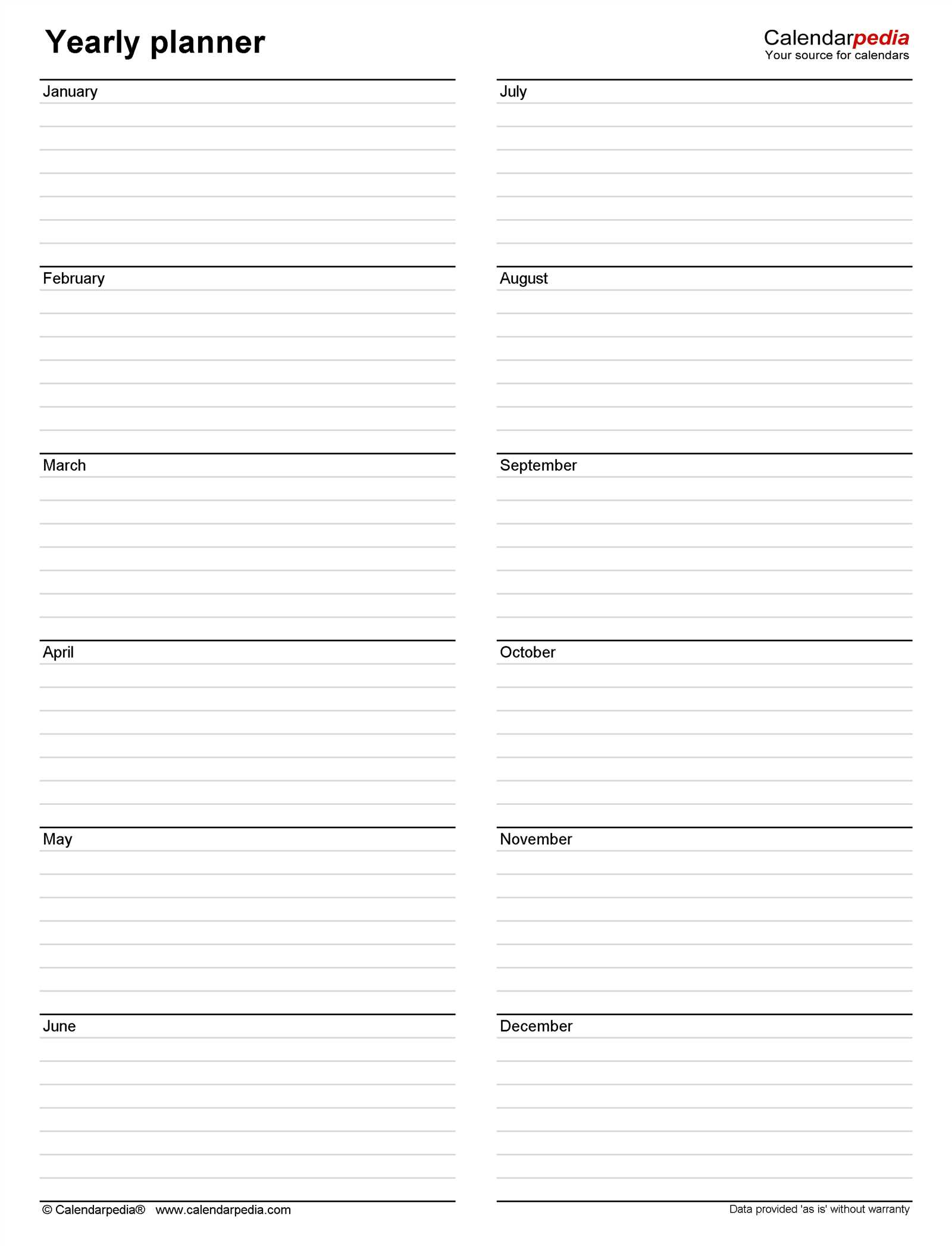 yearly planning calendar template