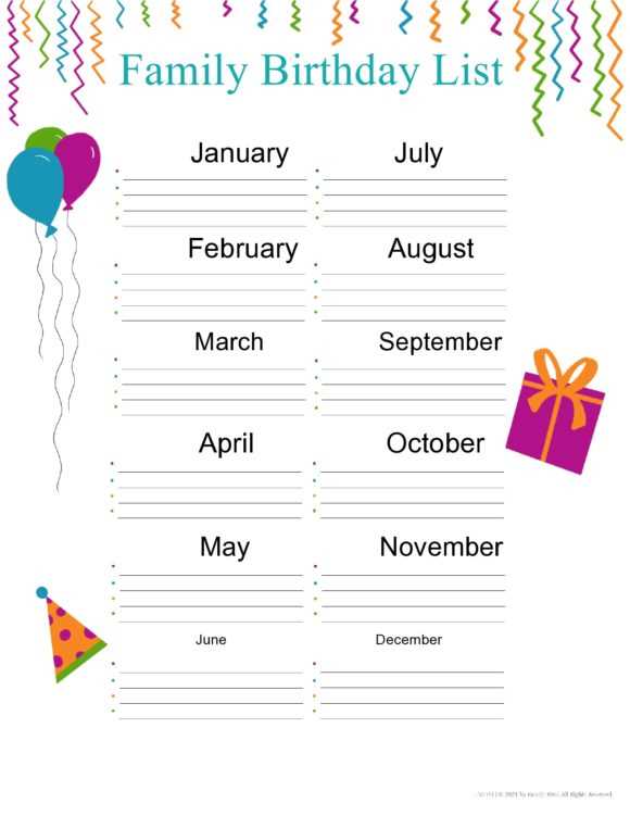 staff birthday calendar template