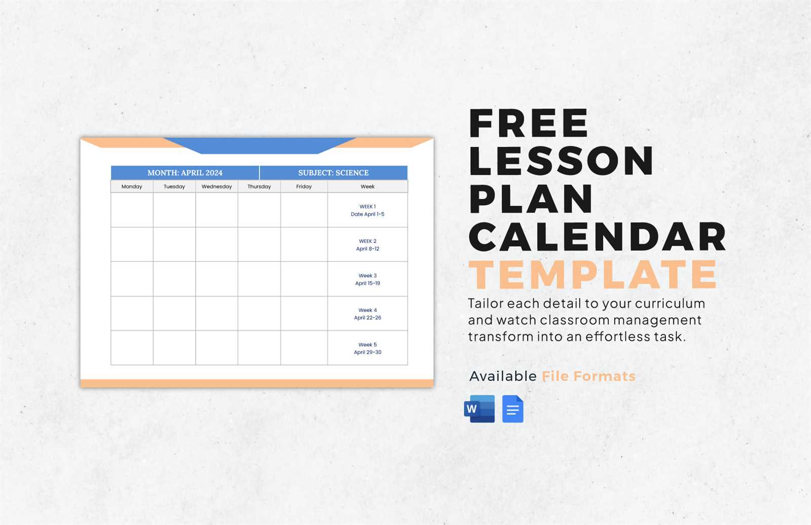 monthly lesson plan calendar template