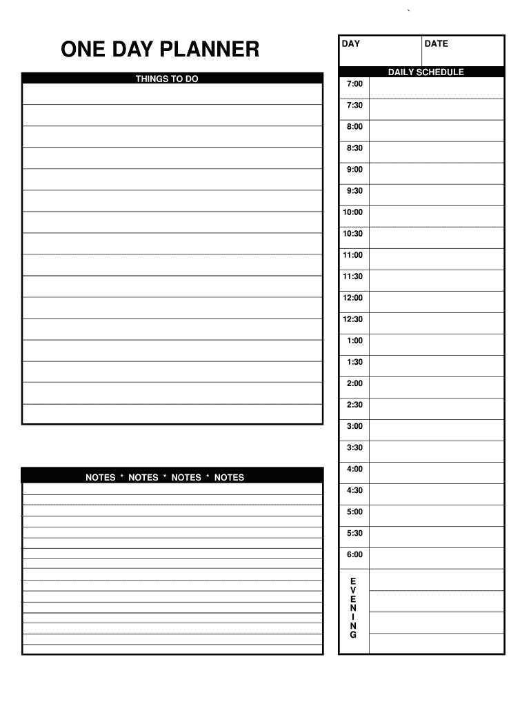 blank daily calendar template