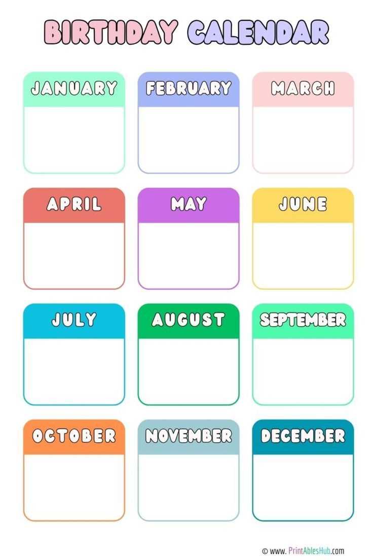 diy birthday calendar template