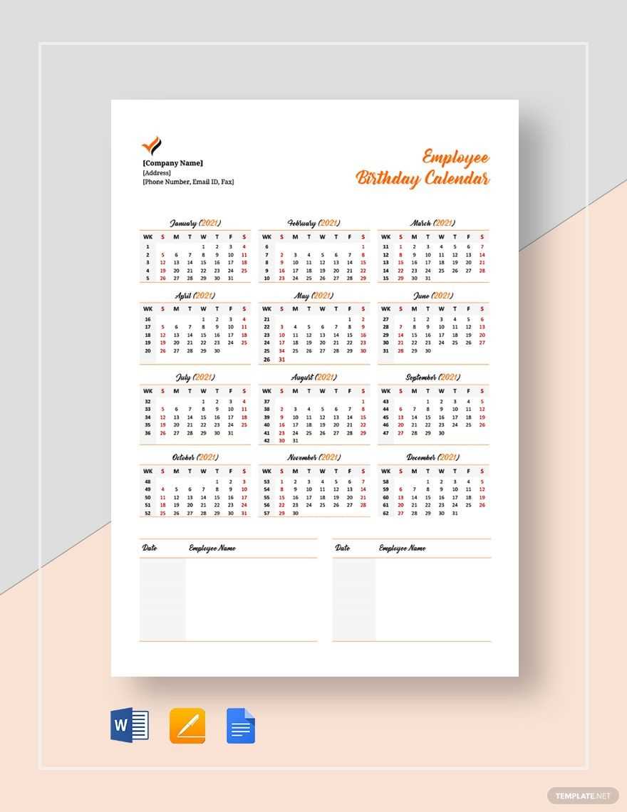 publisher calendar template