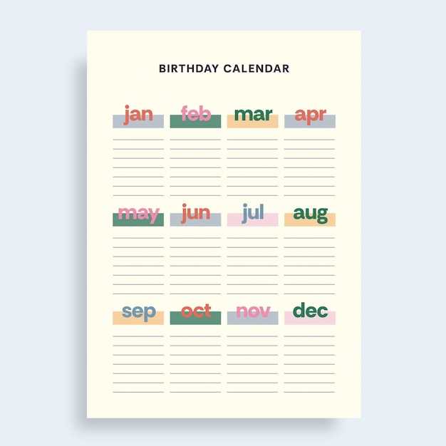 12 month event calendar template