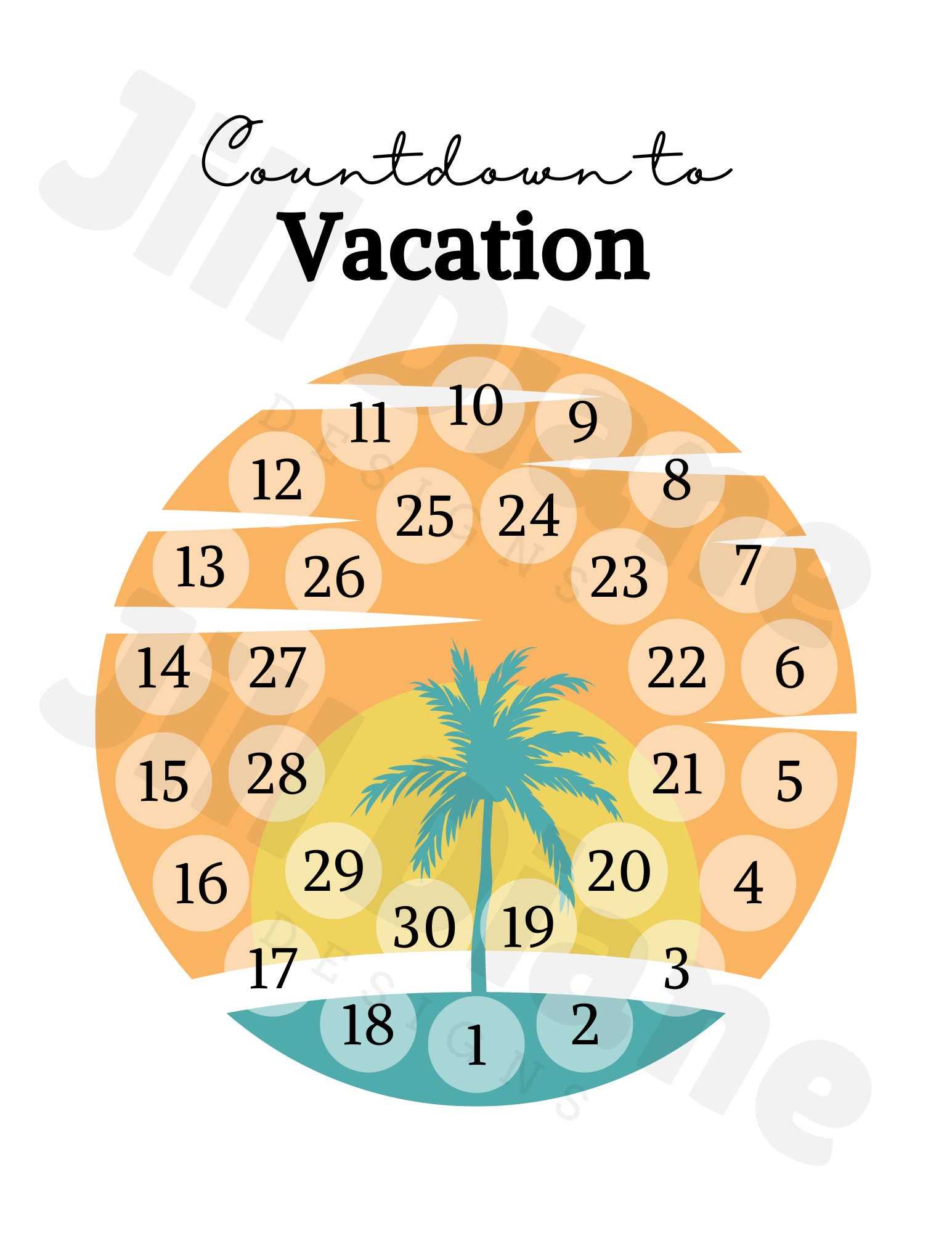 vacation countdown calendar template