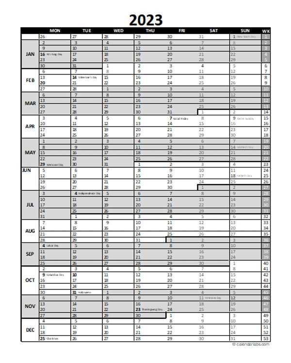 free project management calendar template