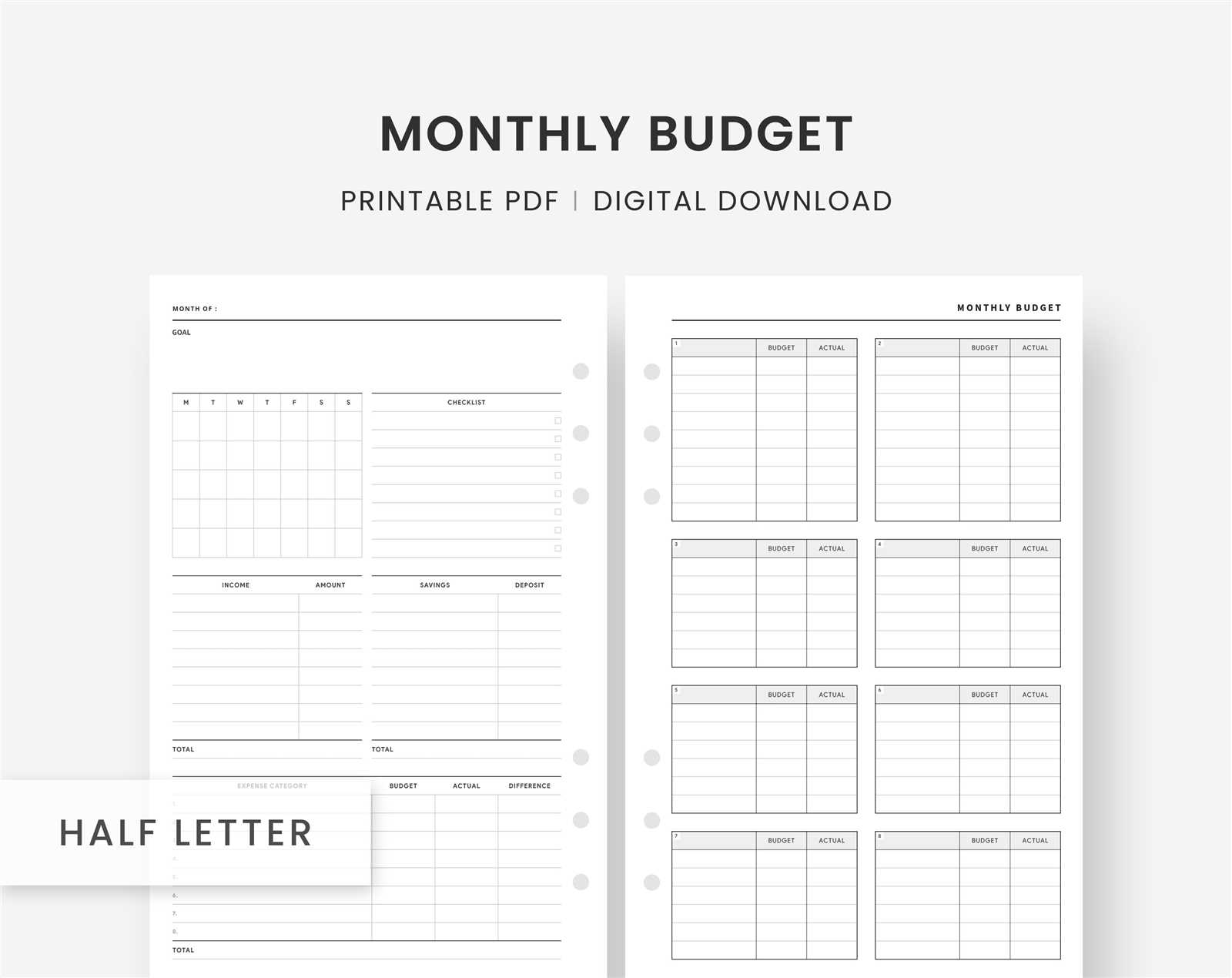 monthly calendar budget template