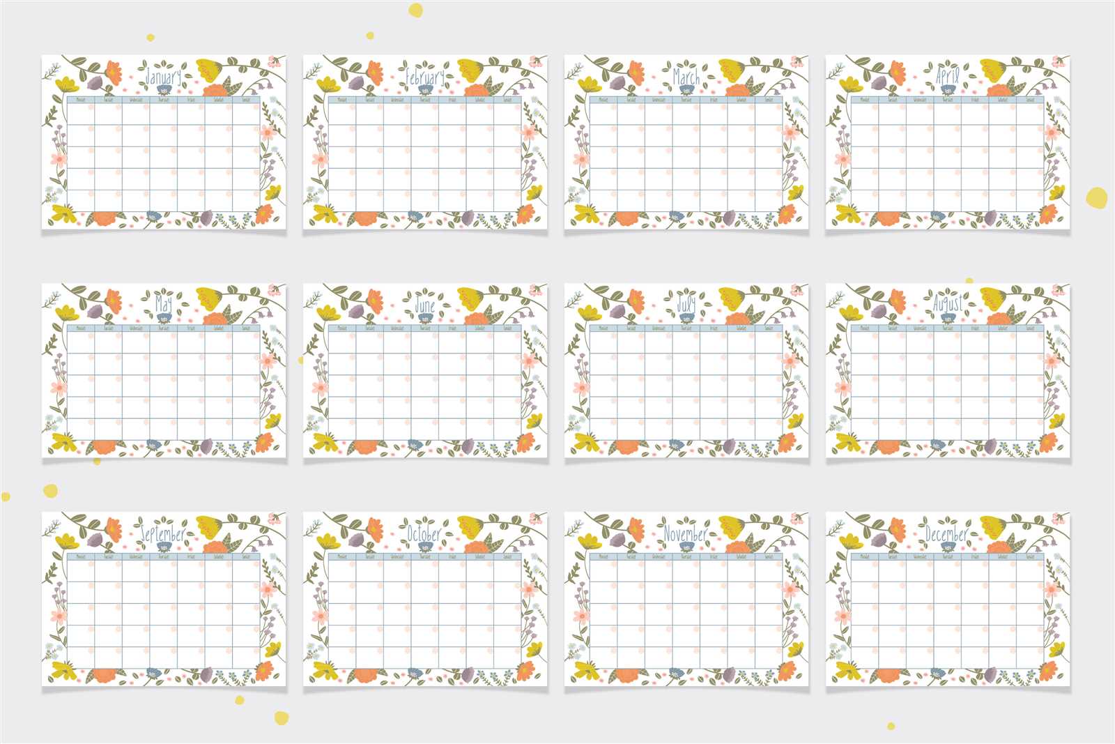 12 month calendar templates