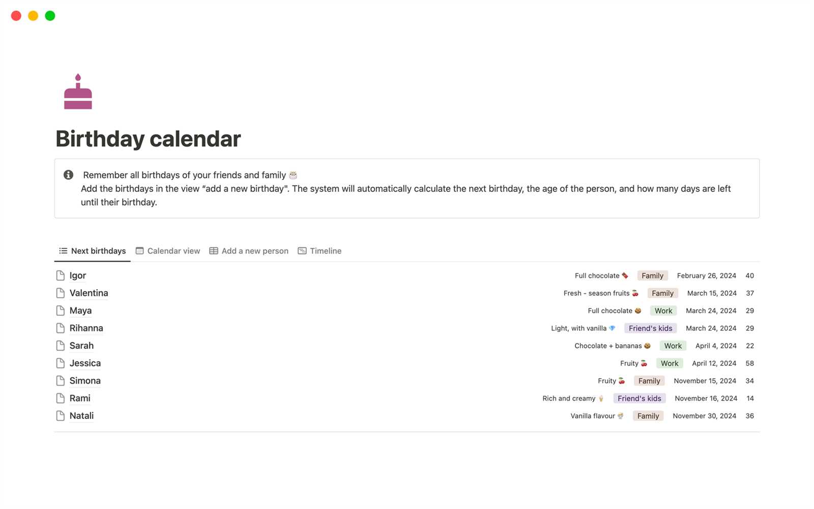 calendar template for notion