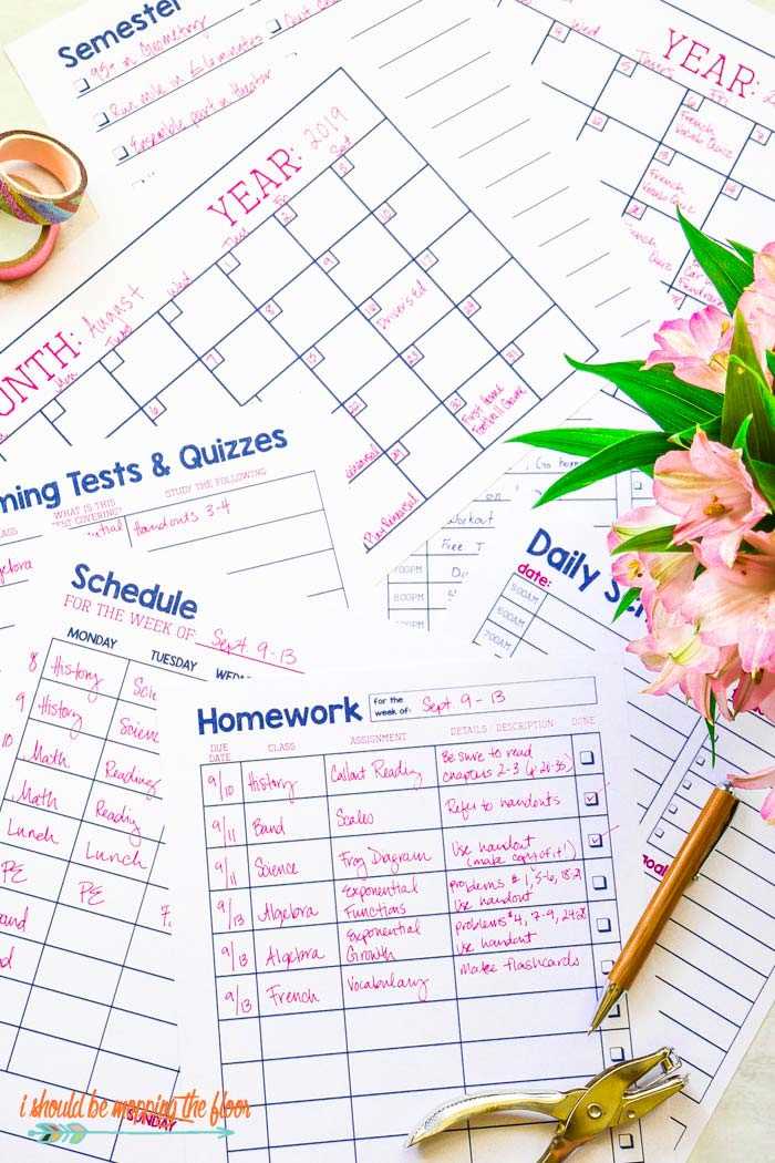 free homework calendar template