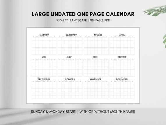 12 month yearly calendar template