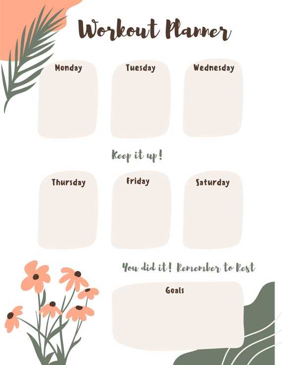 printable cute workout calendar template