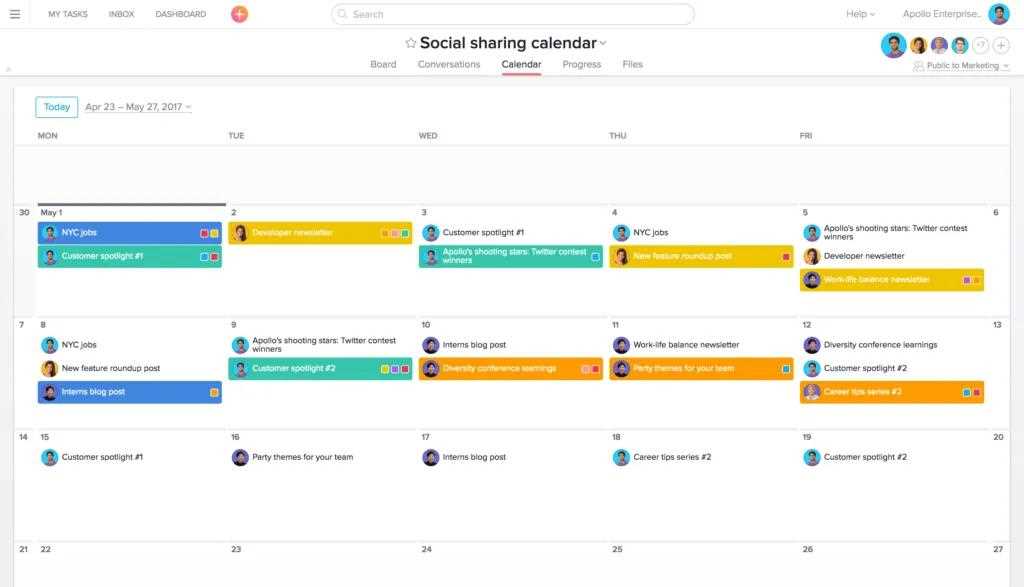 content calendar template asana