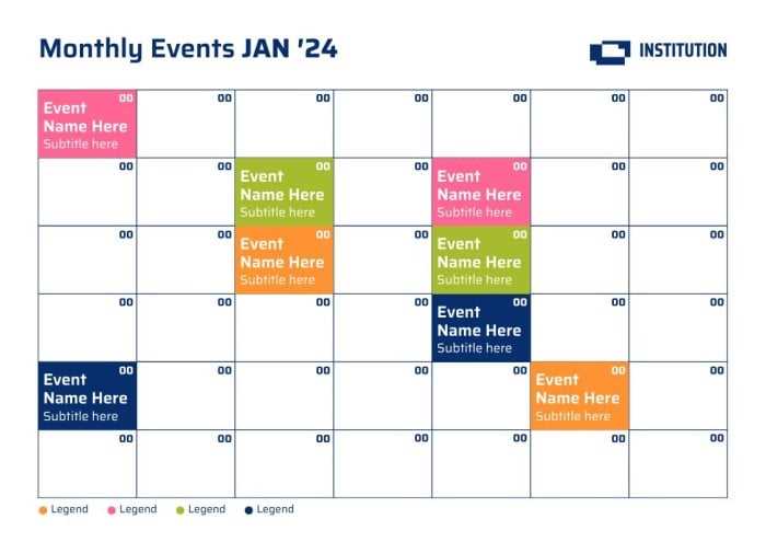 template for calendar of events