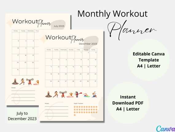 workout calendar template editable