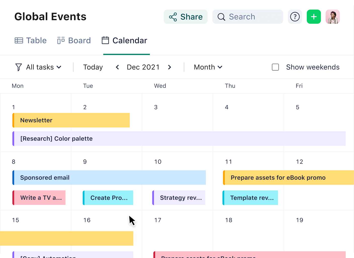 marketing event calendar template