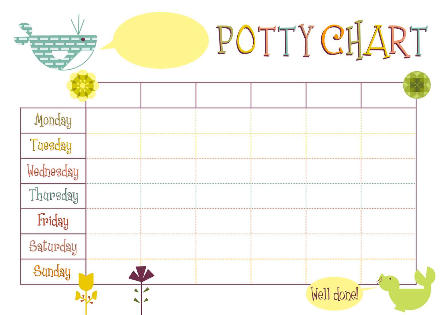 potty training calendar template