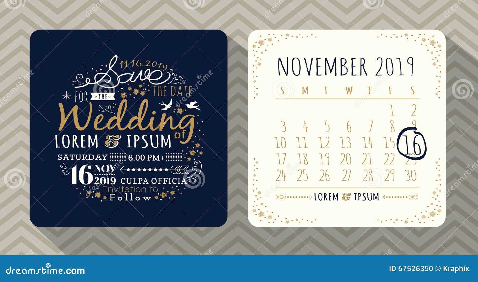 calendar wedding invitation template