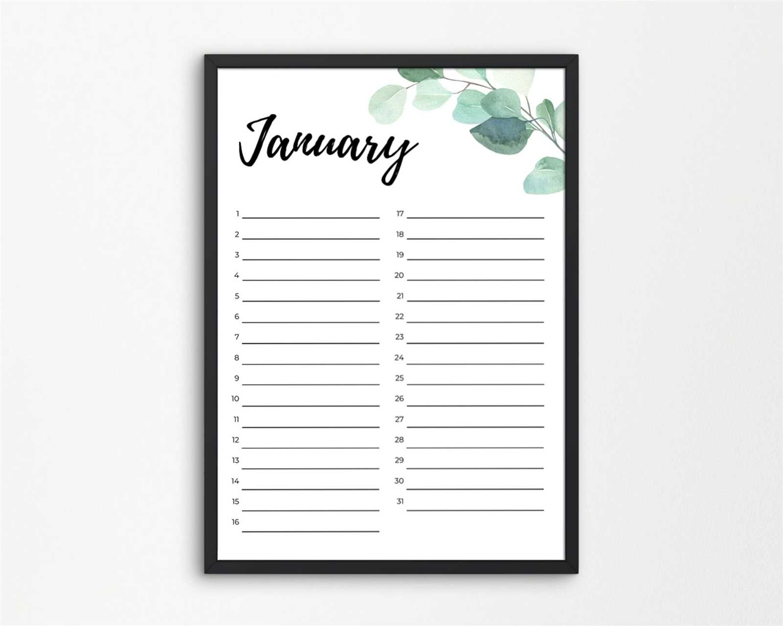 free printable birthday calendar template