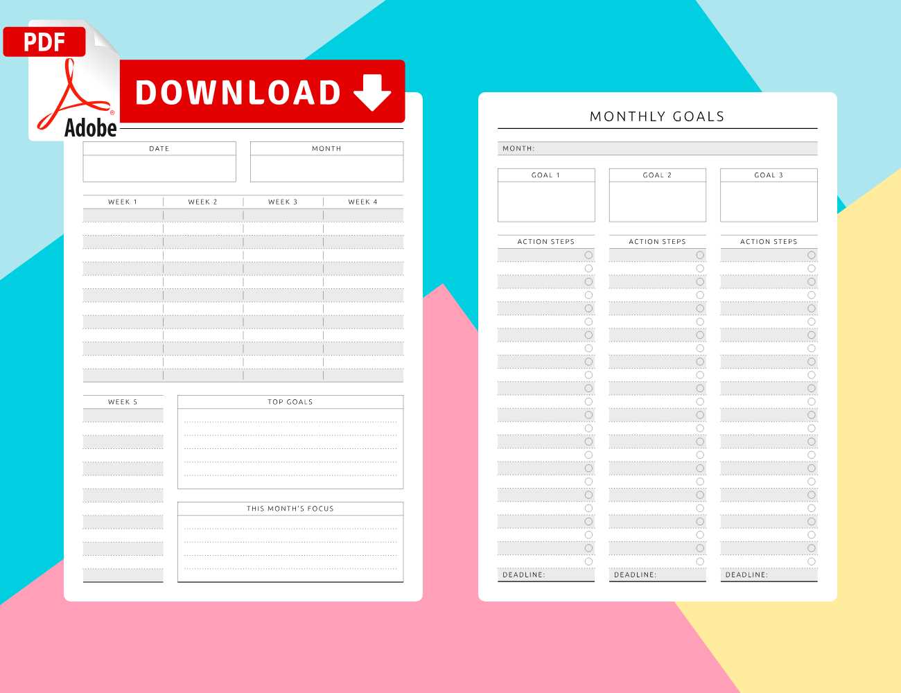 goal calendar template