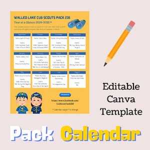 cub scout pack calendar template