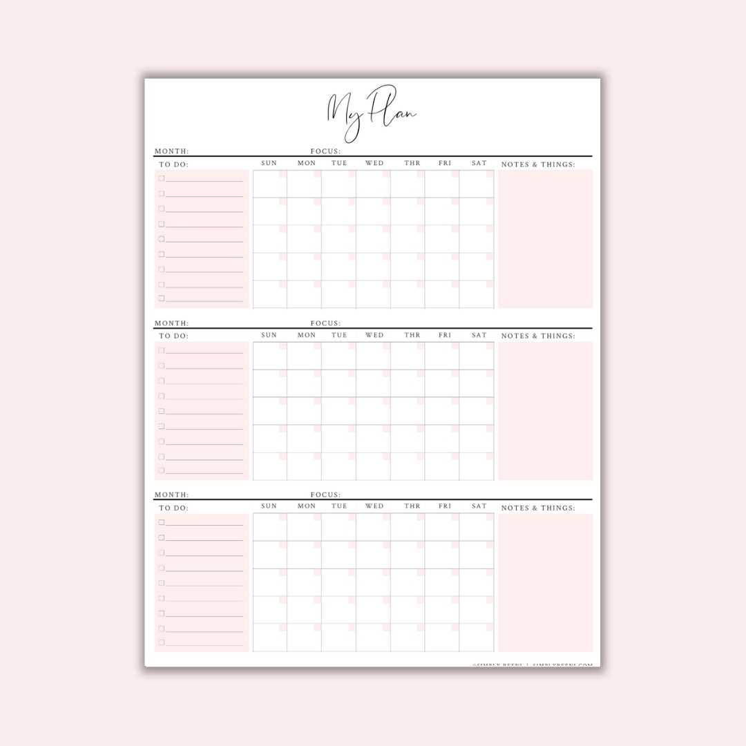 multi month calendar template