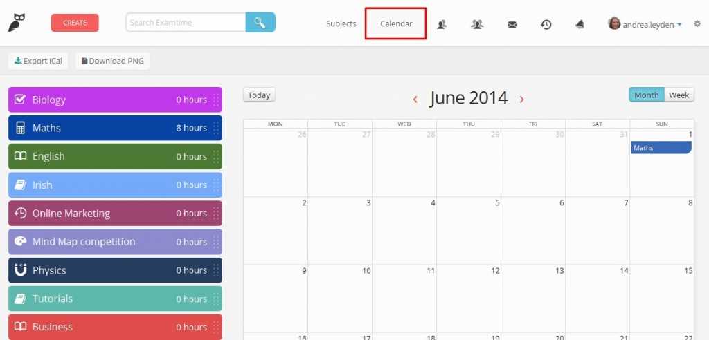 exam calendar template