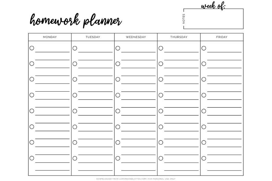 monthly assignment calendar template