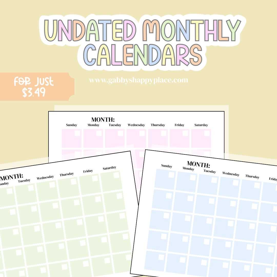 any month calendar template