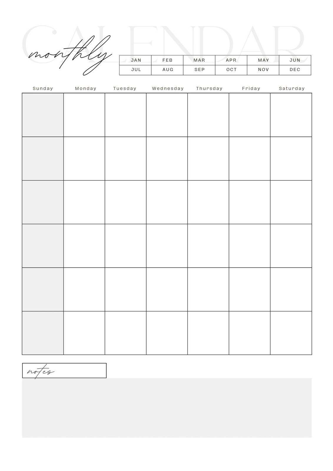 detailed monthly calendar template