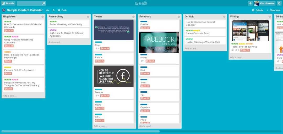 trello content calendar template