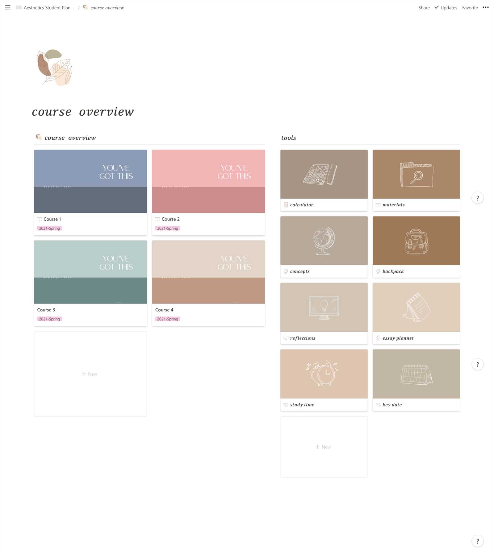 notion calendar template aesthetic