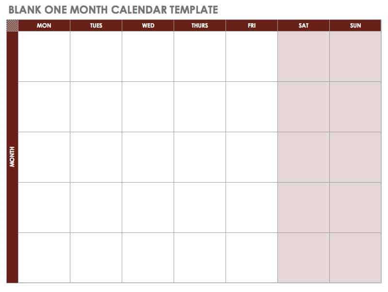 simple monthly calendar template