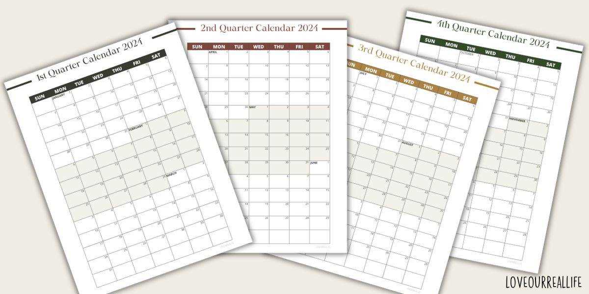 blank quarterly calendar template